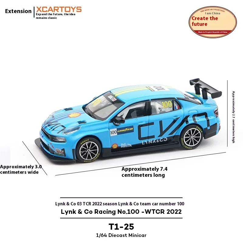 

Toyean 1:64 Full-Scale Simulation Die-Cast Model - Lynk & Co 03 Tcr 2022 Season Cyan Racing Lynk & Co #100 Car.A Gifts For You