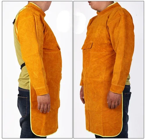 Welder Apron Long Sleeve Cowhide Leather Fireproof Heat Insulation Thickened Work Safety Welding Protection Foot Guard Covers