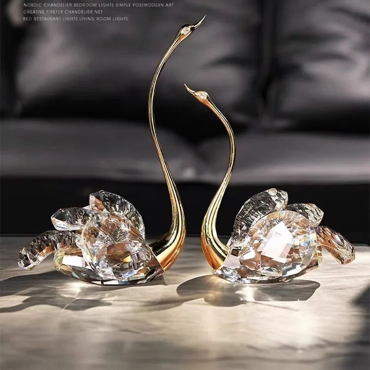 light luxury high-end swan ornament, a pair of living room minimalist high-end wine cabinet TV cabinet  high-end decoration