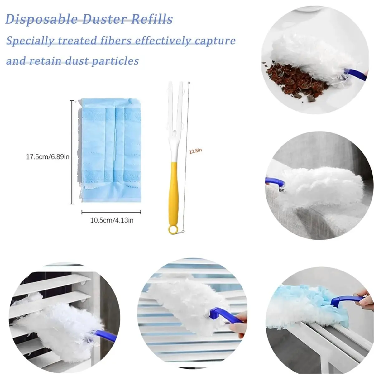 Duster Refills Compatible with Duster, Heavy Duty Multi Duster Replacement with 2 Extra Handle