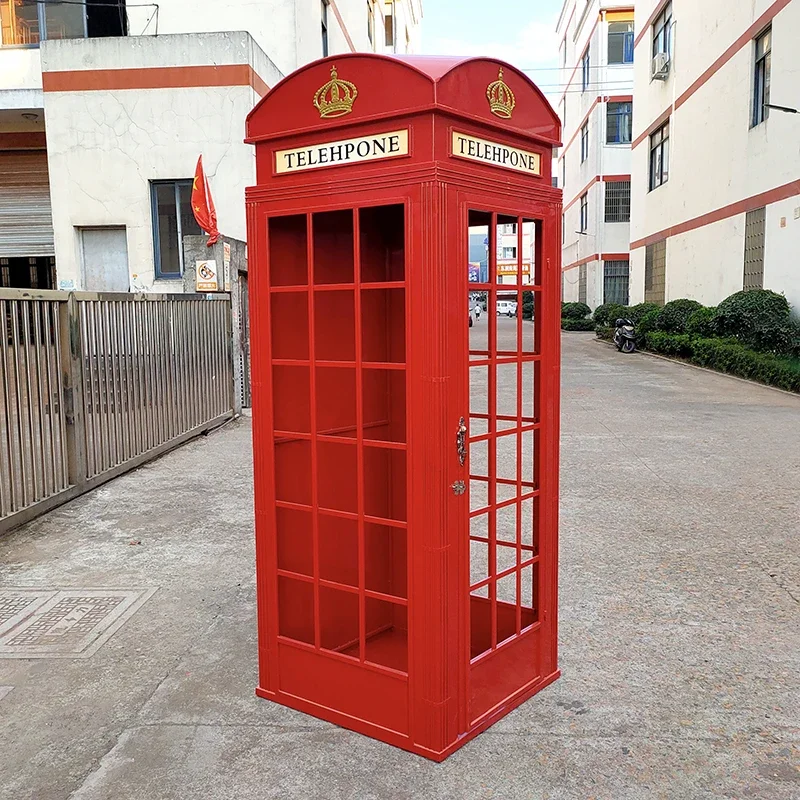 Retro Iron Art Large Telephone Booth Book Booth Post Box Outdoor Bar Decoration Shopping Mall Large Shooting Props Model