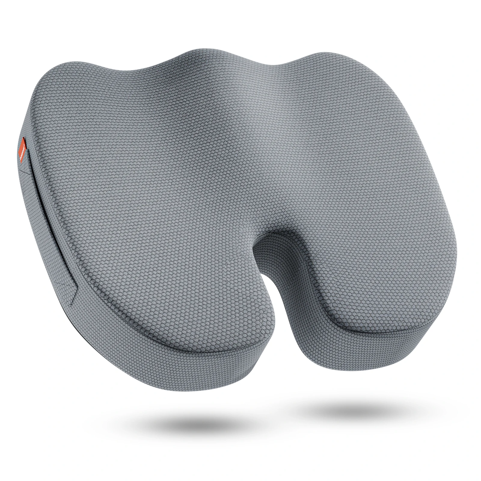 

Ergonomic Hollow Out Grey Seat Pad, Breathable Quilted Fabric Cover with Memory Foam, Washable Cushion for Car & Office Chairs