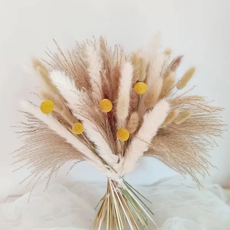 

Fluffy Pampas Grass Bouquet Wedding Arrangement Natural Real Dried Flowers Nordic Boho Garden Home Decor Party Accessories