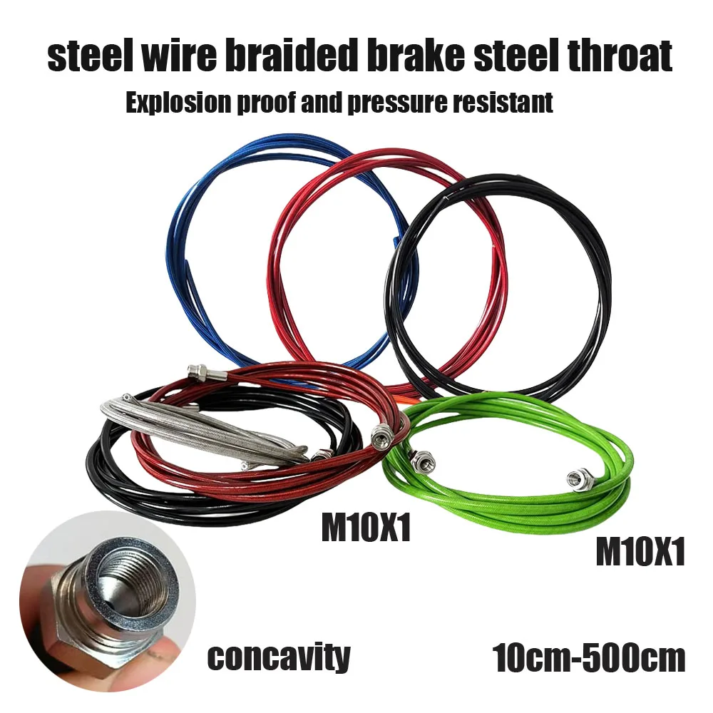 

Disc Brake Steel Throat Oil Pipe M10X1Female Automotive Hydraulic Brake Hose Kit AN3Universal Steel Wire Braided Clutch Oil Pipe