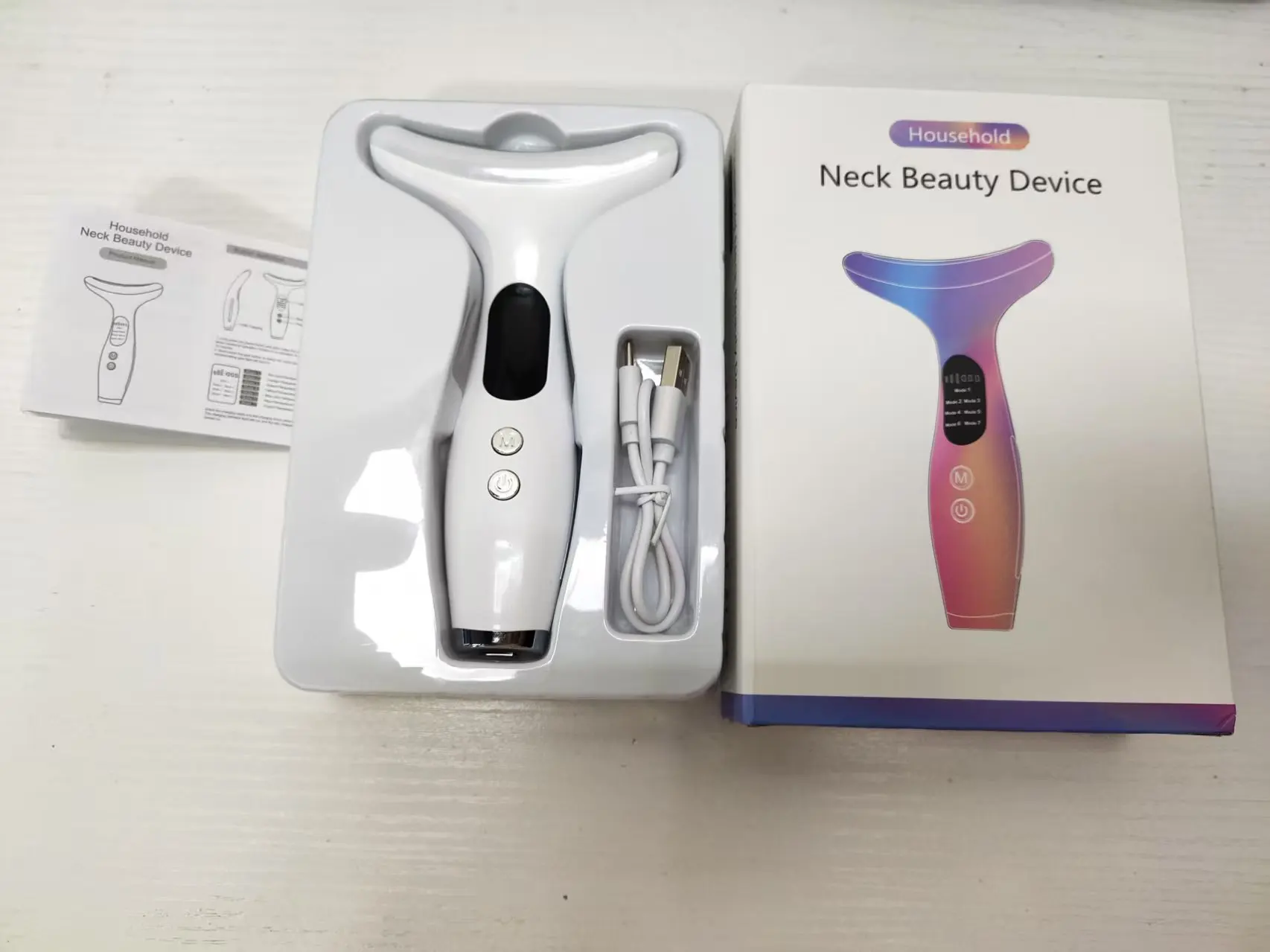 7-Color LED Light Neck Face Beauty Device Microcurrent Facial Lifting Machine Multi-functional  Professional Face Neck Massager