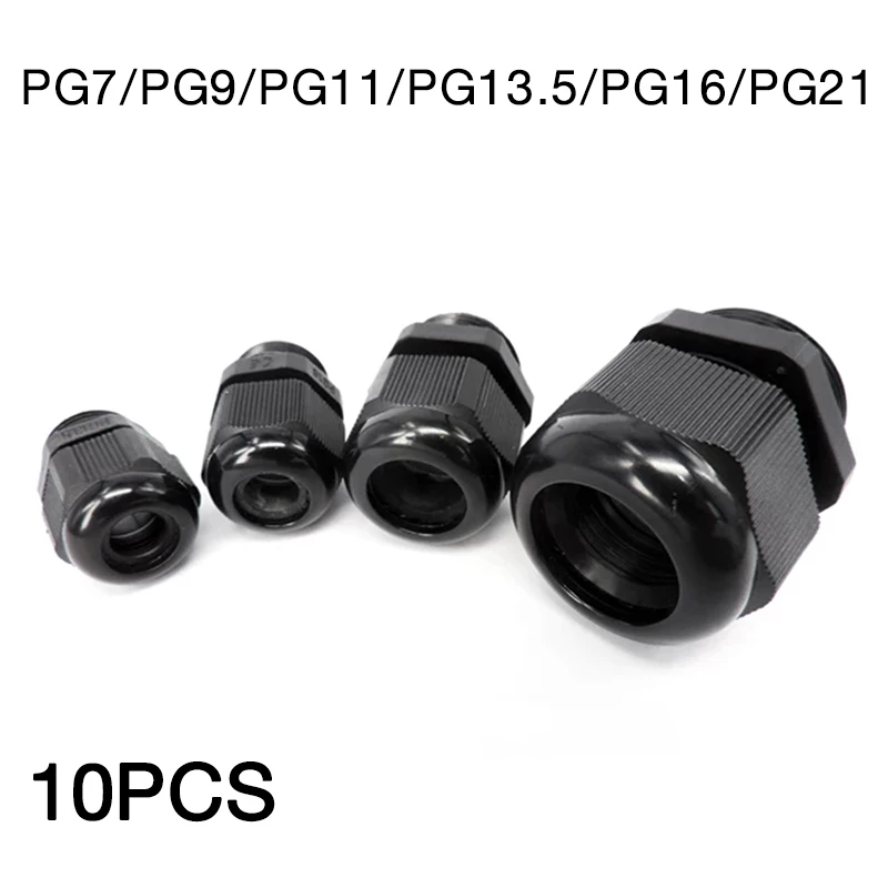 

10Pcs Nylon Cable Glands PG 7 9 11 13.5 16 High Quality IP68 Wire Plastic Waterproof Connector Cable Sleeve Adjustable Joints
