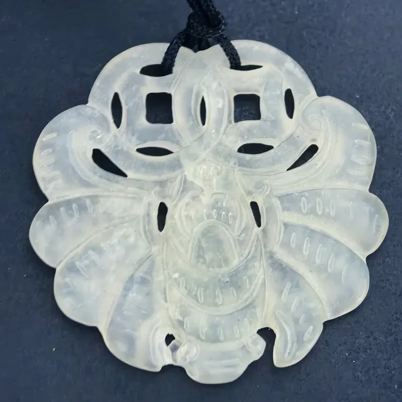 Green Jade Blessings Are Before Your Eyes Amulet Double Sided Carving Pendant 231