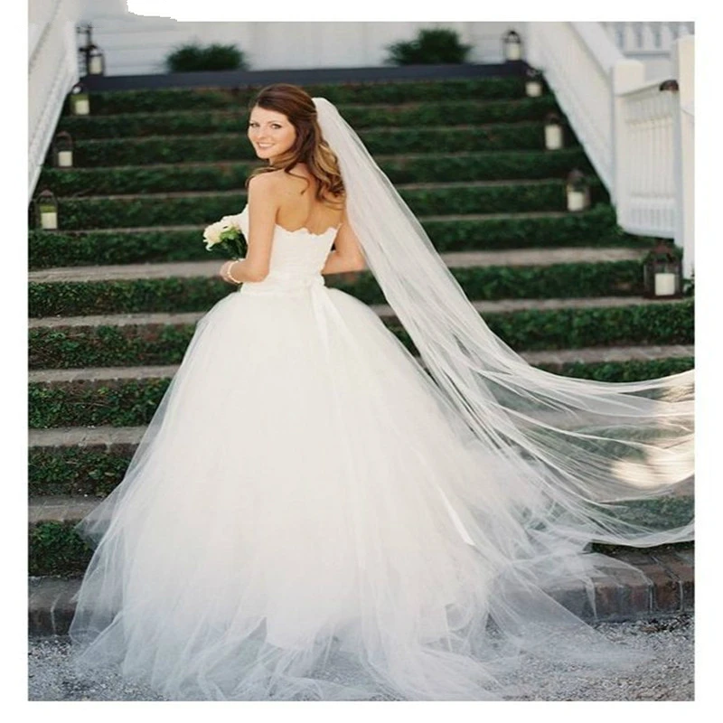 White Ivory 1-story Chapel Bridal Veil Wedding Accessories Women's Headwear