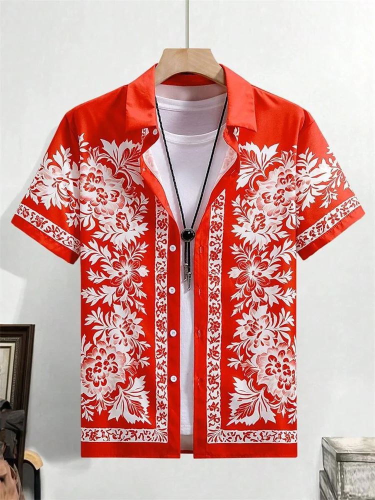 الصيف الرجال القمصان ثلاثية الأبعاد المطبوعة الأزهار قمصان موضة عادية تنفس التلبيب زر قمصان هاواي المتضخم XS-6XL الأحجام