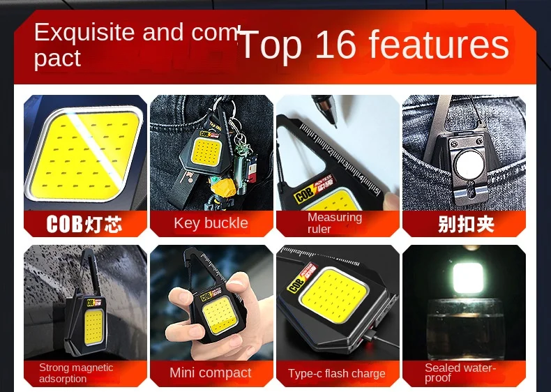 1-5PCS Mini LED 1500LM Flashlight Keychain Multifunctional Portable Camping Lamp USB Charging Work Lights Fishing Lanternanight