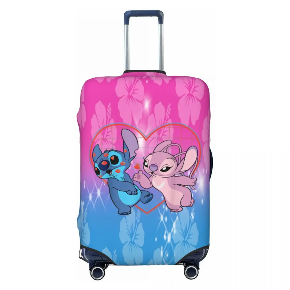 

Custom Stitch Angel Heart Kisses Luggage Cover Protector Funny Cute Monster Travel Suitcase Covers for 18-32 Inch