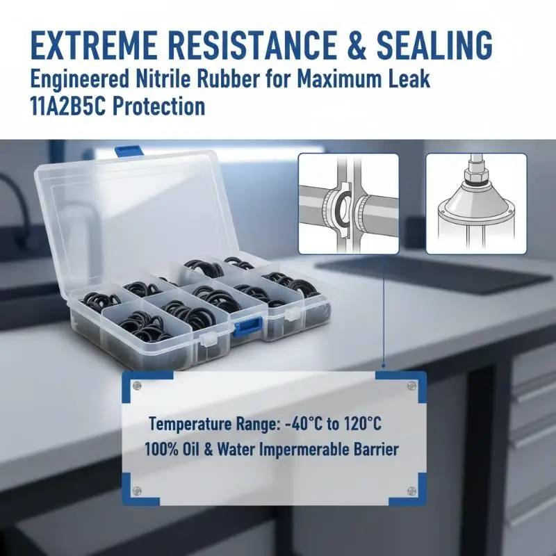 1200Pcs Nitrile Rubber O-Ring Set High Pressure Resistant Sealing Gaskets for Industrial Plumbing Maintenance