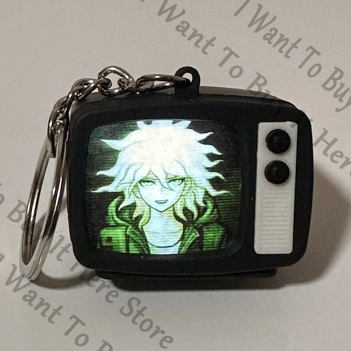 Anime Nagito Komaeda Danganronpa Cosplay Cartoon Give Out Light Mini Keychain Phonate Ornament Keyring Accessory Mascot Gift