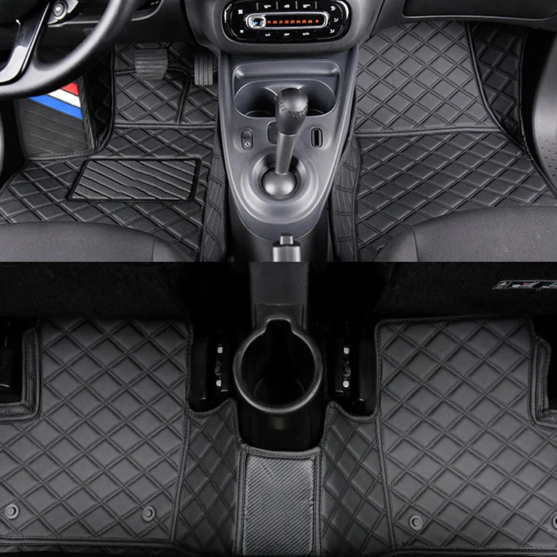 Car Single Layer Foot Mats Double Layer Wire Floor Pads Fully Surrounded Cover Accessories For Smart Fortwo 451 453 Forfour 453