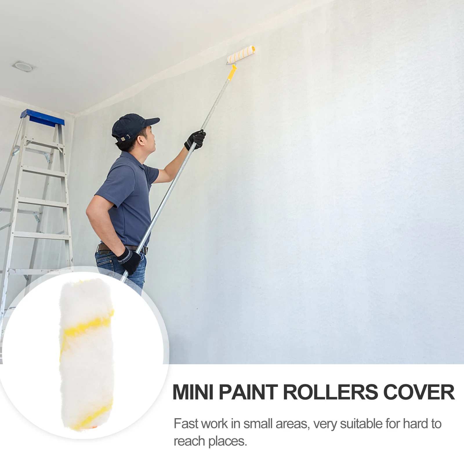 

20 шт., чехол для малярного валика, 4 дюйма, мини-крышка для малярных валиков, гладкая отделка, полиэстеровая валиковая втулка, простая установка, инструмент для украшения, нет