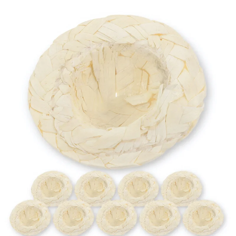 10 mini cappelli di paglia, squisiti cappelli intrecciati in miniatura per realizzare accessori per capelli, decorazioni per la casa, progetti in classe