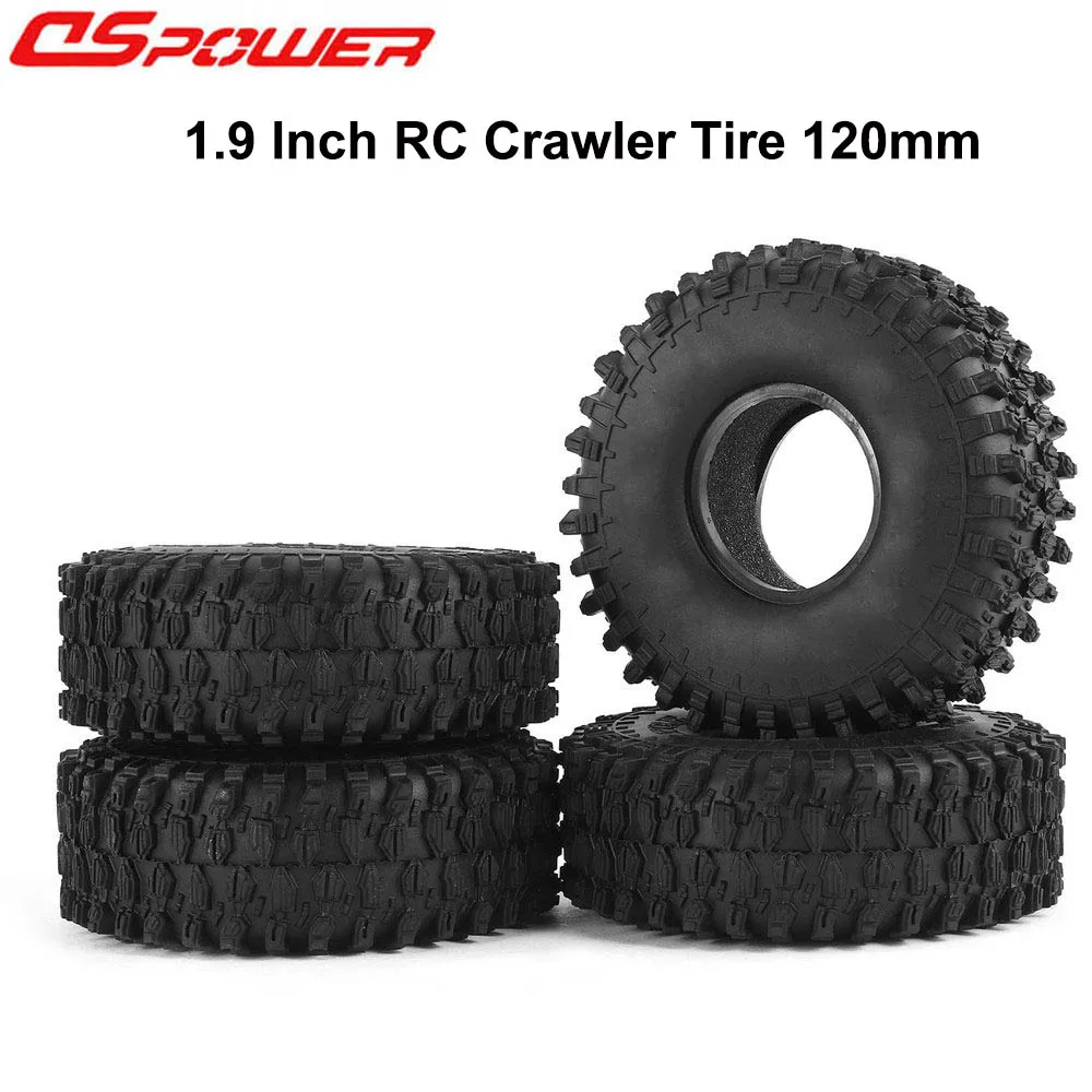 

4pcs RC 1/10 ROCK CRAWLER CAR 1.9" TIRES SOFT 120mm TYRE WITH FOAMS FOR AXIAL SCX10 Jeep Wrangler 90046 TRX4 1.9Inch WHEEL