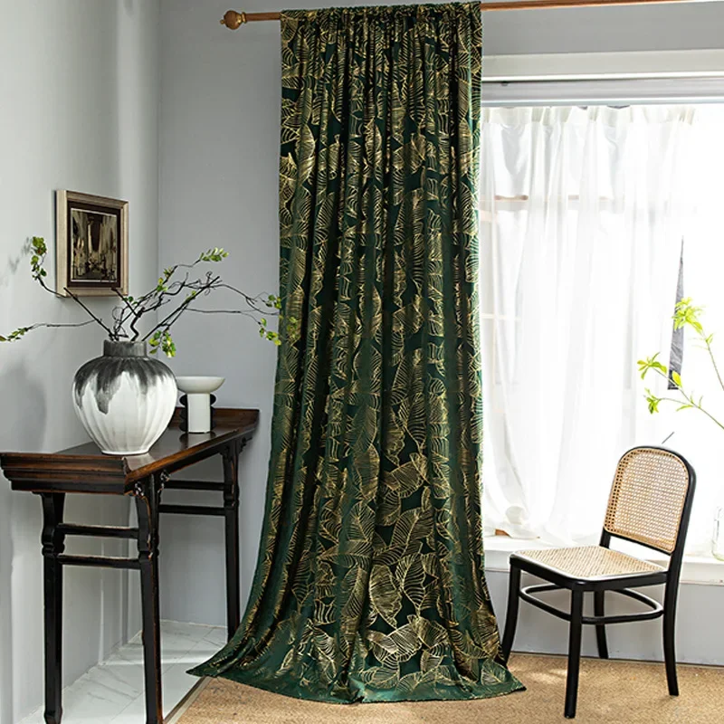 

American Printed Dutch Nickel Hot Stamping Small Curtains Semi Blackout Curtains for Living Dining Room Bedroom