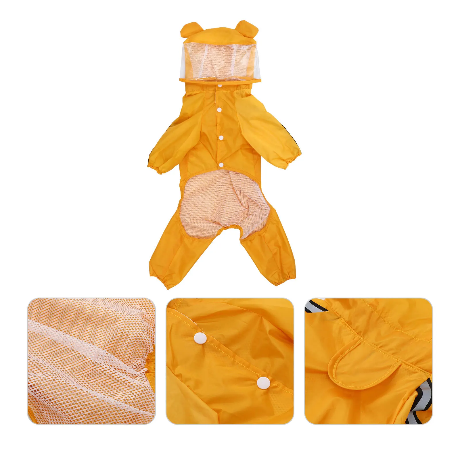 

Pet Dog Hooded Raincoat Waterproof Lightweight Durable Leg Strap Adjustable Fit Fashion Rainy Day Clothes Pet Rain Slicker