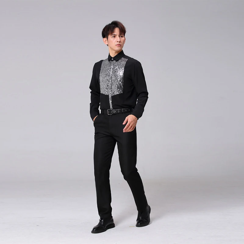 New Arrival Glitter KTV Waiter Jacket for Man Woman Bar Waitress Shirt Customized LOGO Night Club Tops Restaurant Work Wear