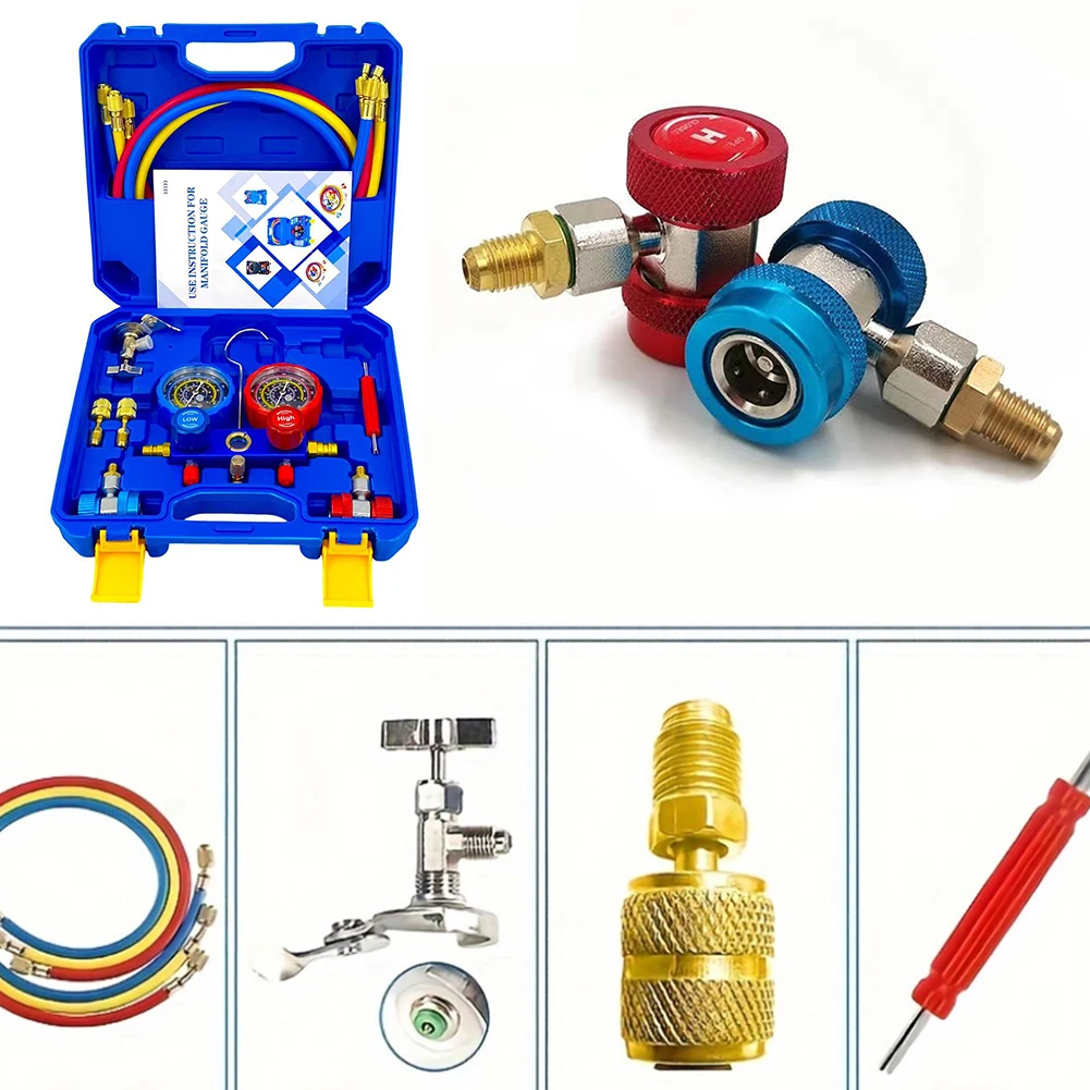 3 Way AC Diagnostic Manifold Gauge Set Air Conditioning Manifold Gauge Set Automotive AC Gauge Set for R134A/R22/R410/R404