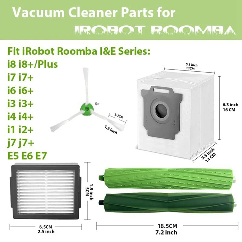 Accesorios de aspiradora para Irobot Roomba I1- I7 + I8 I8 + J7 /Plus E5 E6 E7 I, E & J Series, accesorios