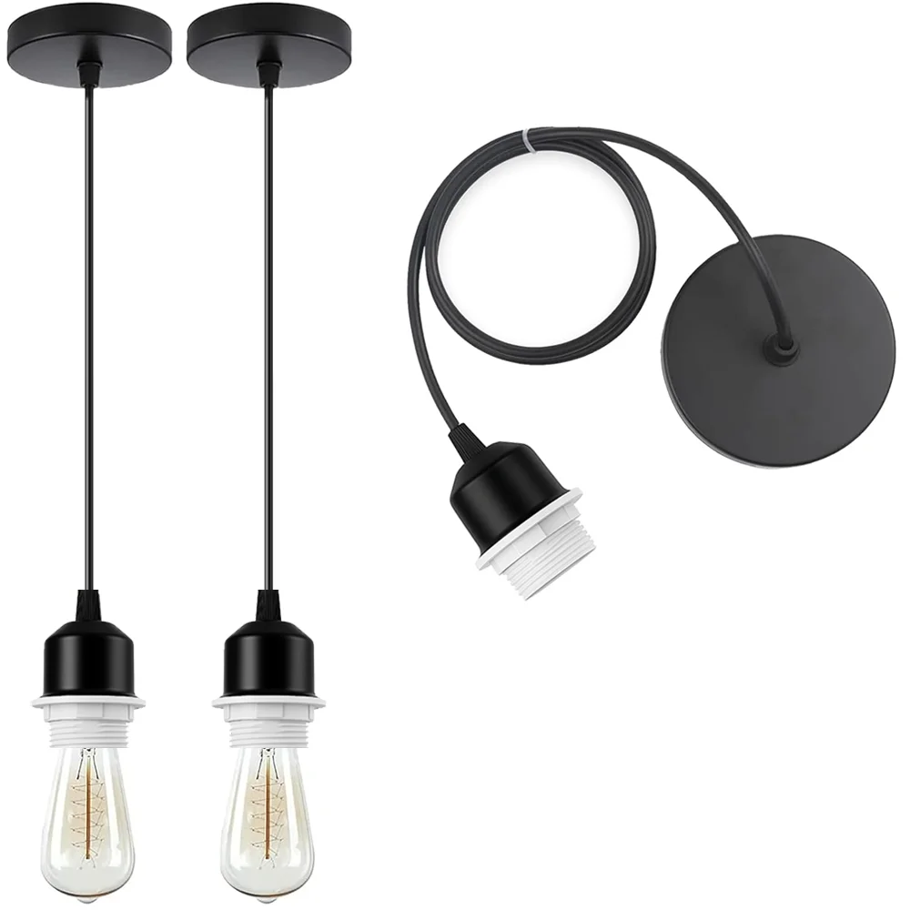 JOYINLED EU-Stecker Kabel mit Stoffummantelung und EIN/AUS Dimm-Schalter E27 Lampenfassung Steckkabel für DIY Pendelleuchten – Detail 7