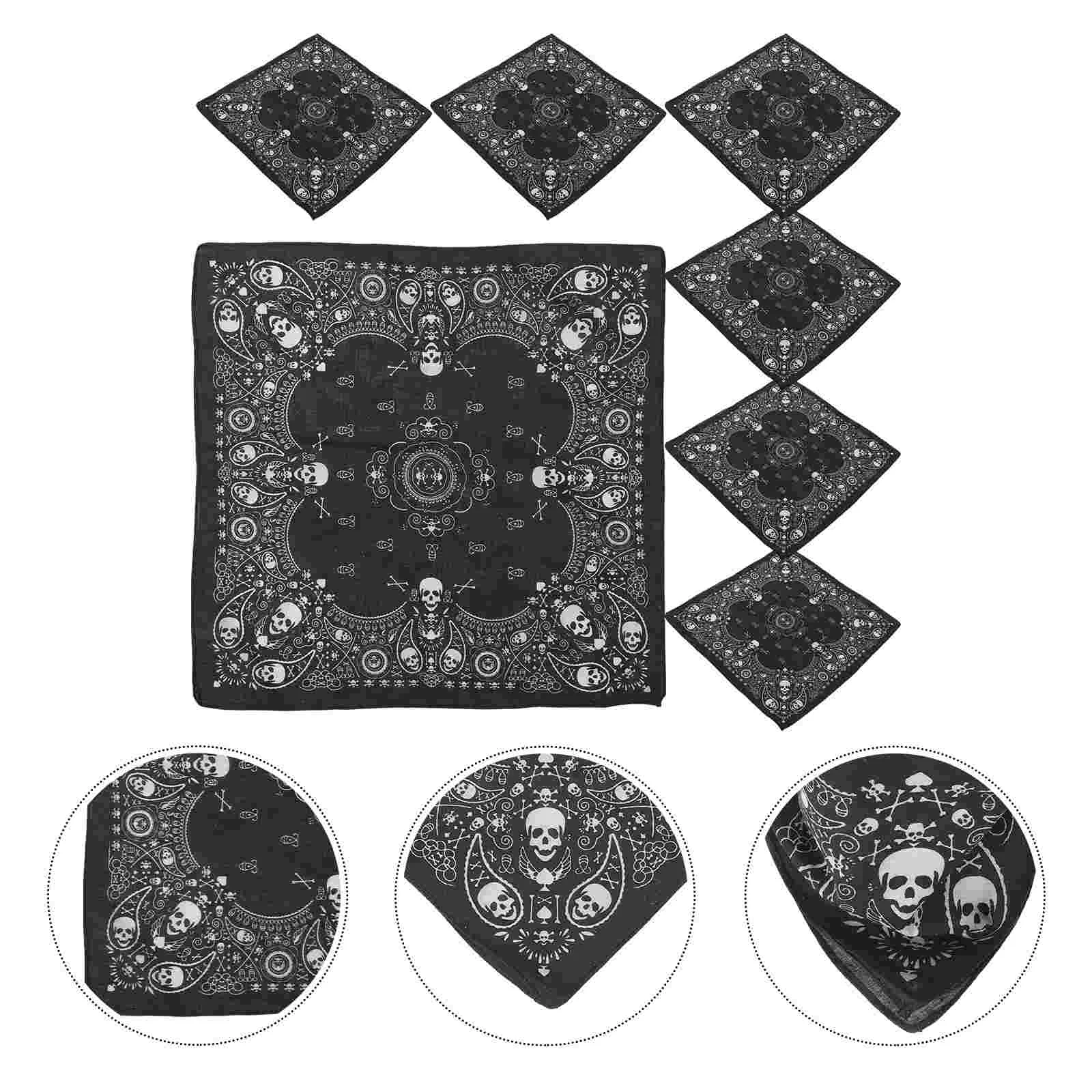 6 ชิ้น Skull ผ้าพันคอขี่จักรยานกลางแจ้ง Man Bonnet สําหรับผู้ชาย Kerchief 55x55 ซม.ผ้าพิมพ์ Headwrap