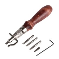 KRABALL 7 in 1 Pro Adjustable Leather Stitching Groover and Creasing Edge Beveler Leathercraft Kits Carving Cutting Edge Tools
