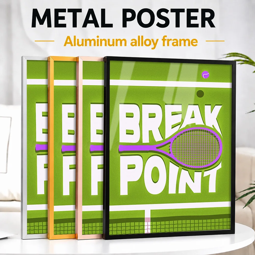 Break Point Tennis Court Framed Metal Poster Personalized Photo Minimalist Sport Style Wall Art For Bedroom Memorable Fan Gift