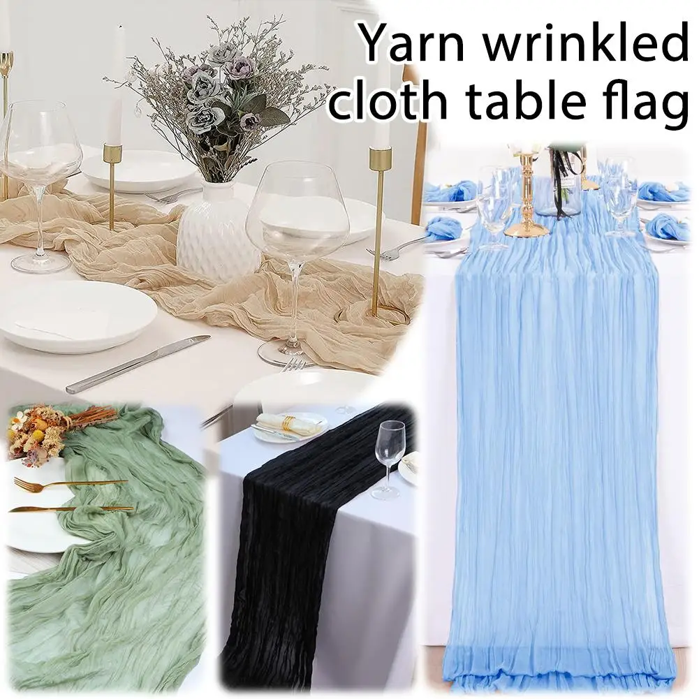 Cheesecloth Table Runner Cheese Cloth Voile Gauze Boho Wrinkled Dining Table Decor Wedding Party Arch Bridal Shower Rustic