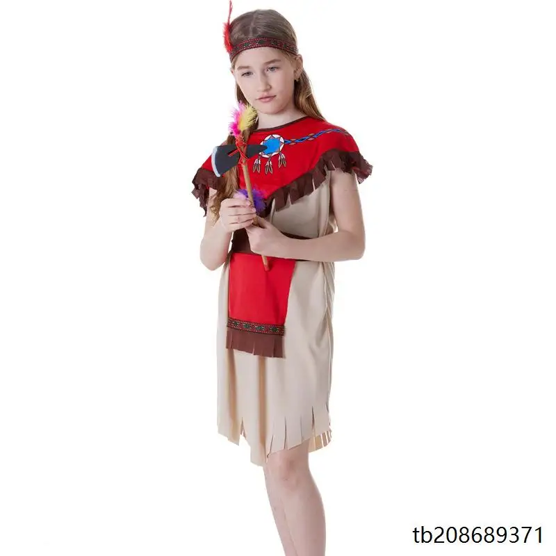 

Костюм для косплея индийского вождя, детский наряд для выступлений на Хэллоуин, оригинальный дикий человек, женский и мужской традиционный этнический сценический костюм...