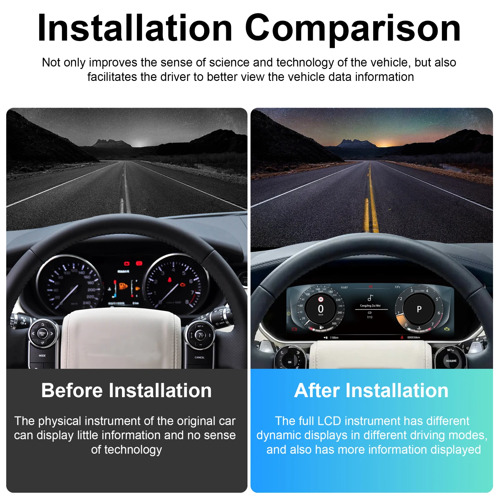 12,3 ''para Land Rover Range Rover Sport/Discovery 3 2005-2009 grupo de instrumentos digitales velocímetro de tablero Carplay inalámbrico