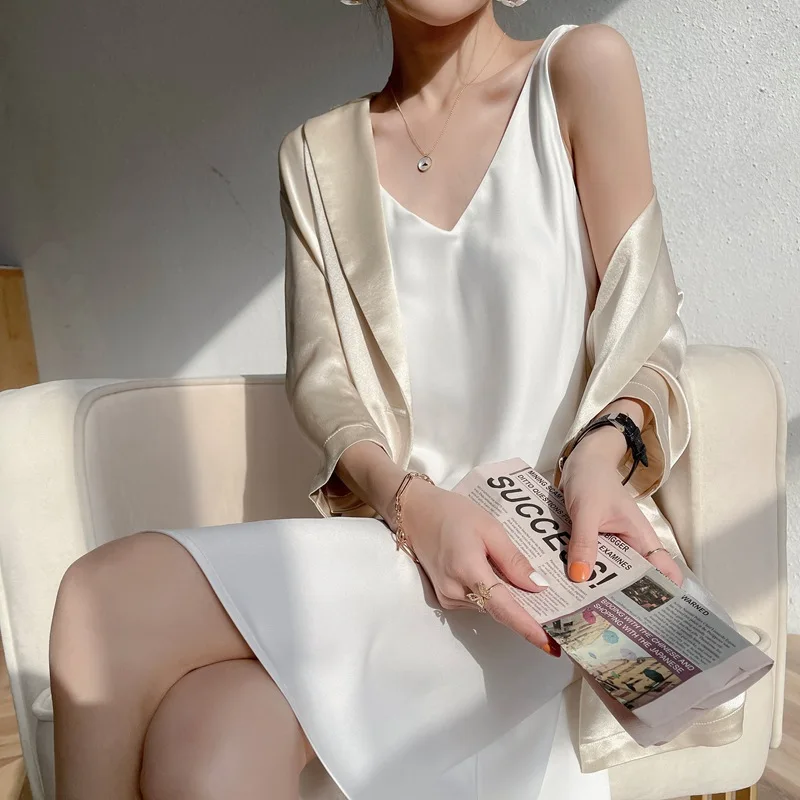 2022 Fashion Noble Summer Elegant Women\'S Dress  Strap Satin Maxi Long Party Dresses Midi Robe