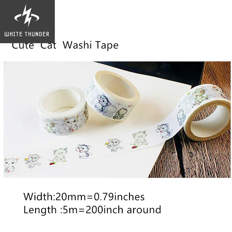 Cute Animal Cat Blue Bird Scrapbooking Washi Tape For DIY Student Christmas Gift Stationary Office Supplies