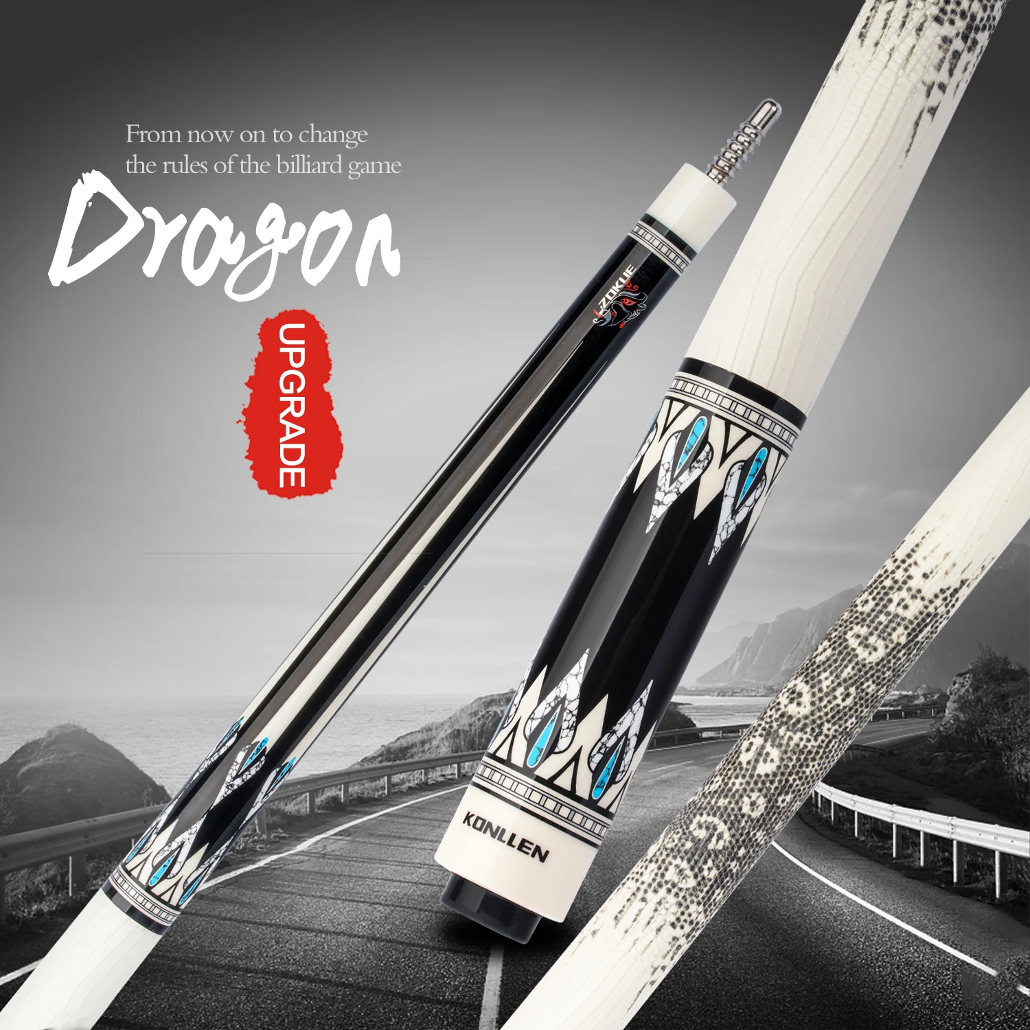 

New Arrival Cue KONLLEN Pool Cue 10.5/11.5/12.5mm Tip Size Maple Shaft XTC Ferrule Leather Grip Stick