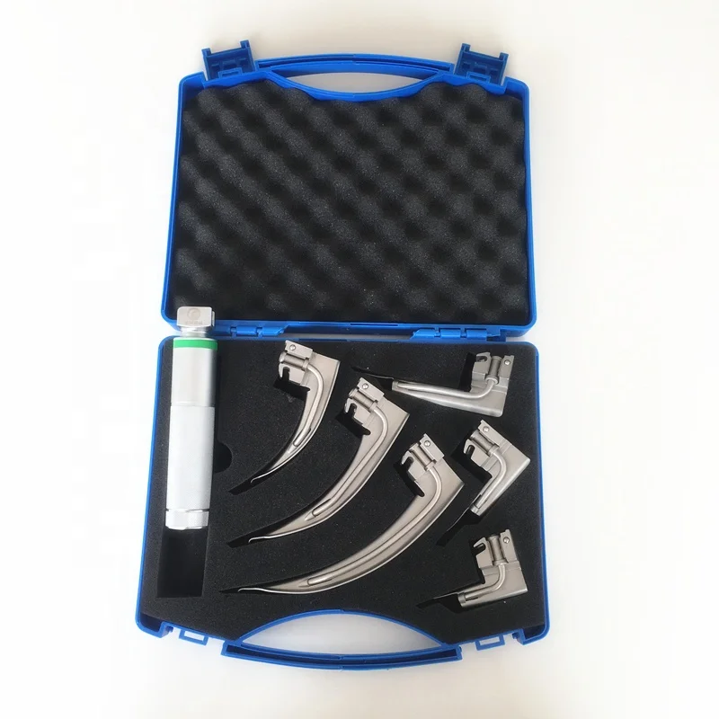 Medical Equipment Steel Reusable 6Pcs Blades Fiber Optic Laryngoscope Set Kit