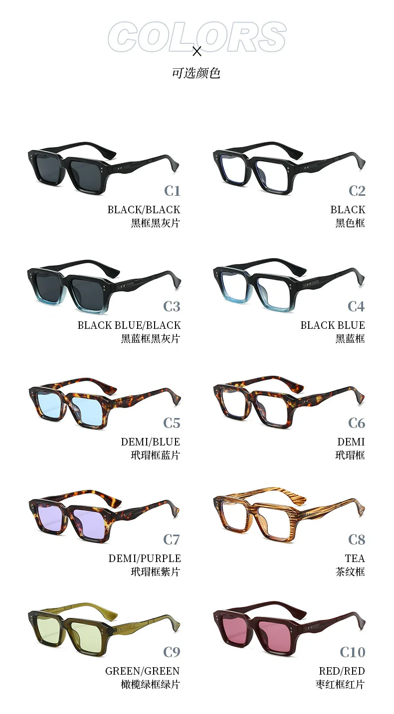 Luxus Vintage Nieten Schmücken Quadratischen Rahmen Sonnenbrille Frauen Männer Mode Designer Shades Sommer Reisen Stick Brillen UV400 – Detail 7