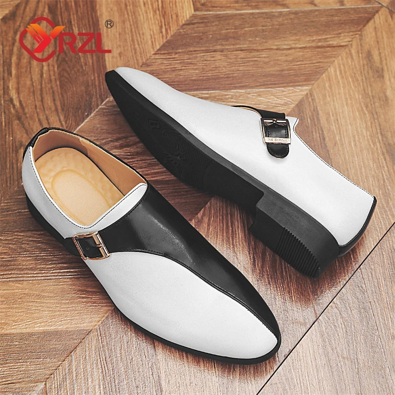 

YRZL Mens Casual Business Formal Shoes Fashion Buckle Shoes Pointed Toe Office Shoes Men Loafers Flats Zapatillas Hombre