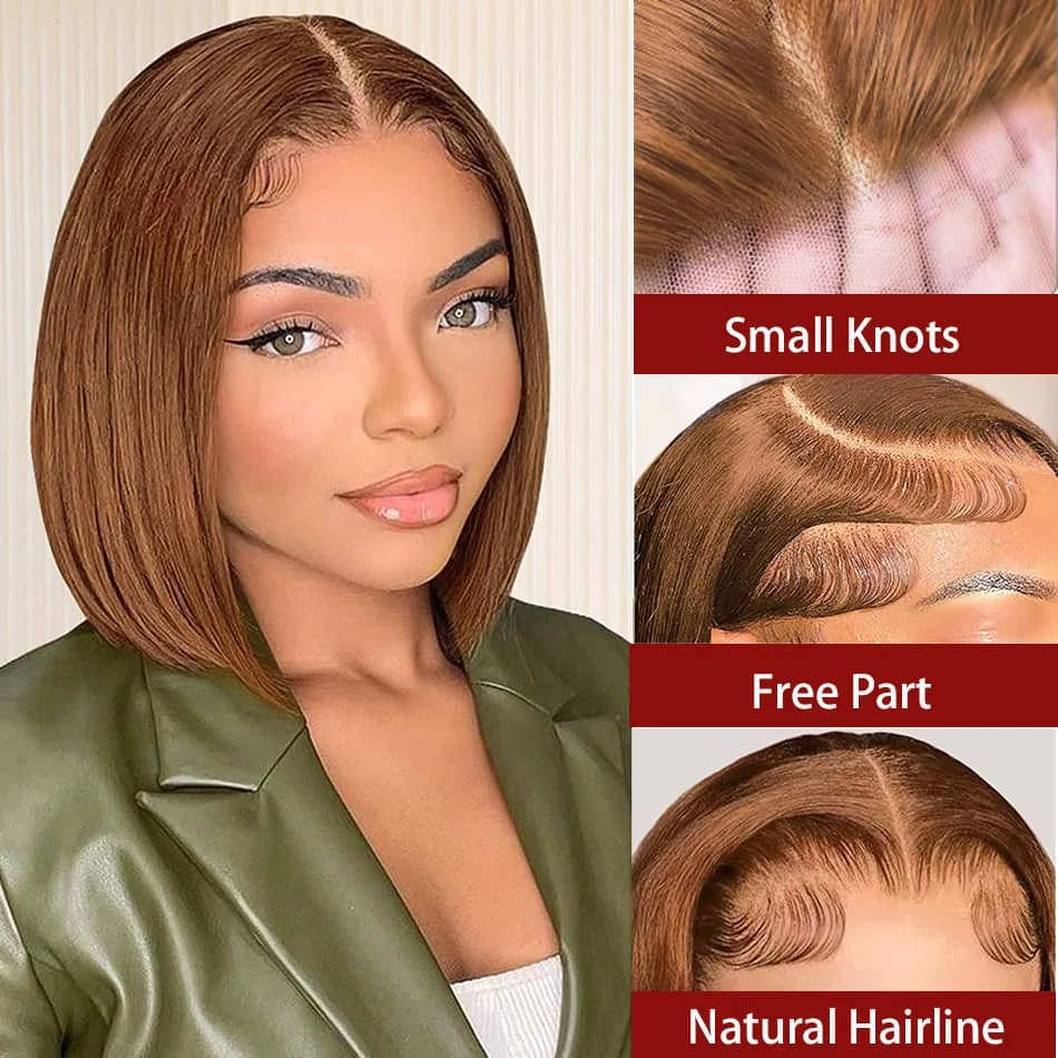 

Lace Front Wig Straight Human Hair Bob Wig Chocolate Brown Bob Wigs Lace Front Human Hair Wigs 13x4 Lace Frontal Human Hair Wig