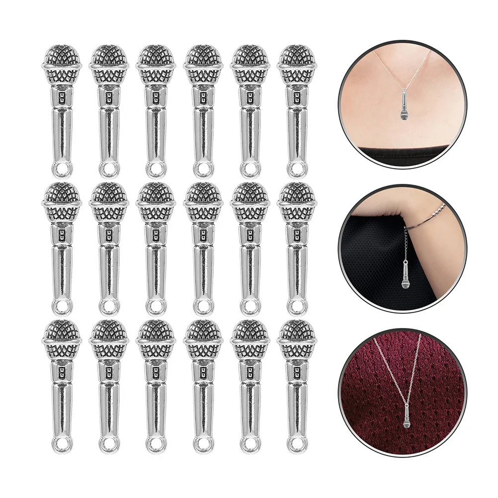 

30 шт. подвесок-микрофонов из сплава, серебряные шармы в виде микрофонов, музыкальная тематика, для изготовления украшений своими руками: браслетов, ожерелий, брелоков