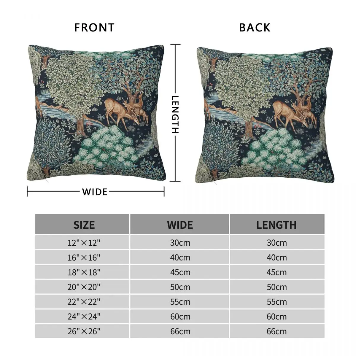 Forest Animals Deers Blue Green Pillowcase Polyester Linen Velvet Printed Zip Decorative Pillow Case Home Cushion Cover