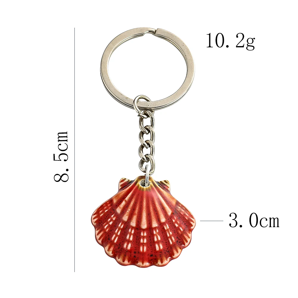 Fashion Ceramic Scallop Pendant Keychain Bohemian Porcelain Jewelry Backpack Decor Charms Car Keyring for Women Girls Gift