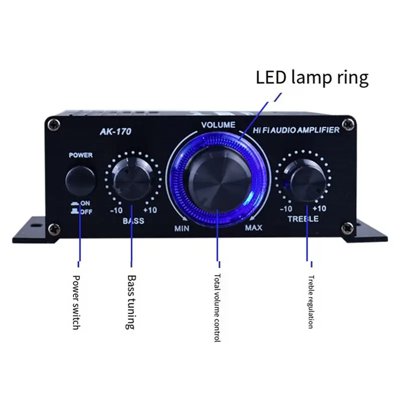 ~【On Sale】12V Mini 400W HIFI Digital Stereo Audio Amplifier For Car Home AK170 Audio Amplifier
