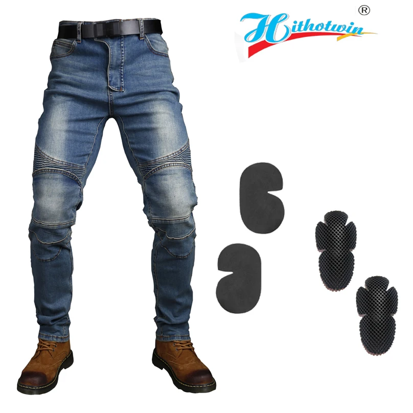 

Korean version Slim Motorcycle Jeans For men Elastic Trousers Off-Road Motocross Riding Pants Skinny Runway Racer Pants Hi-02