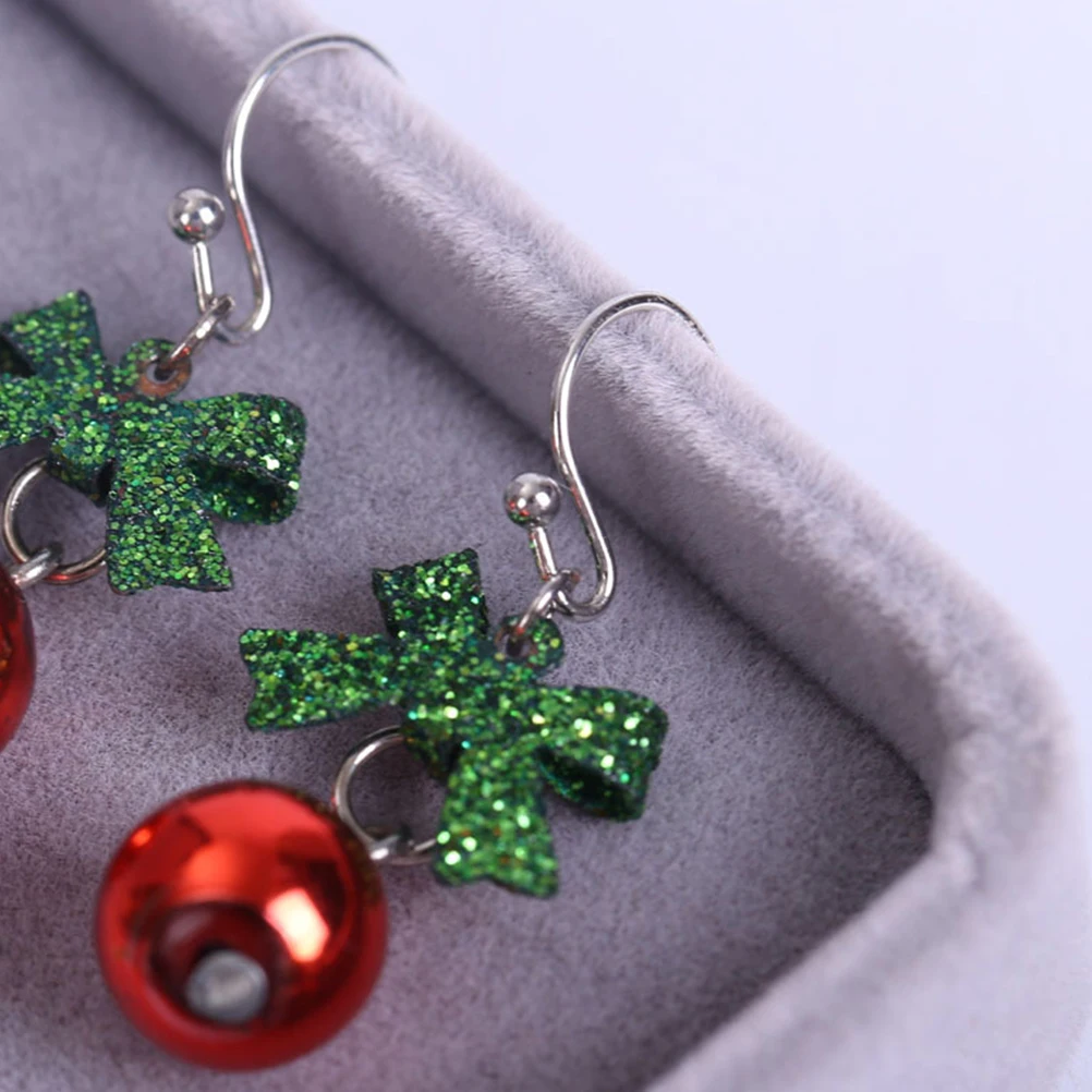 

2Pairs Christmas Earrings Bow Durable Jewelry for Women Festival Party Decoration Christmas Party Eardrop