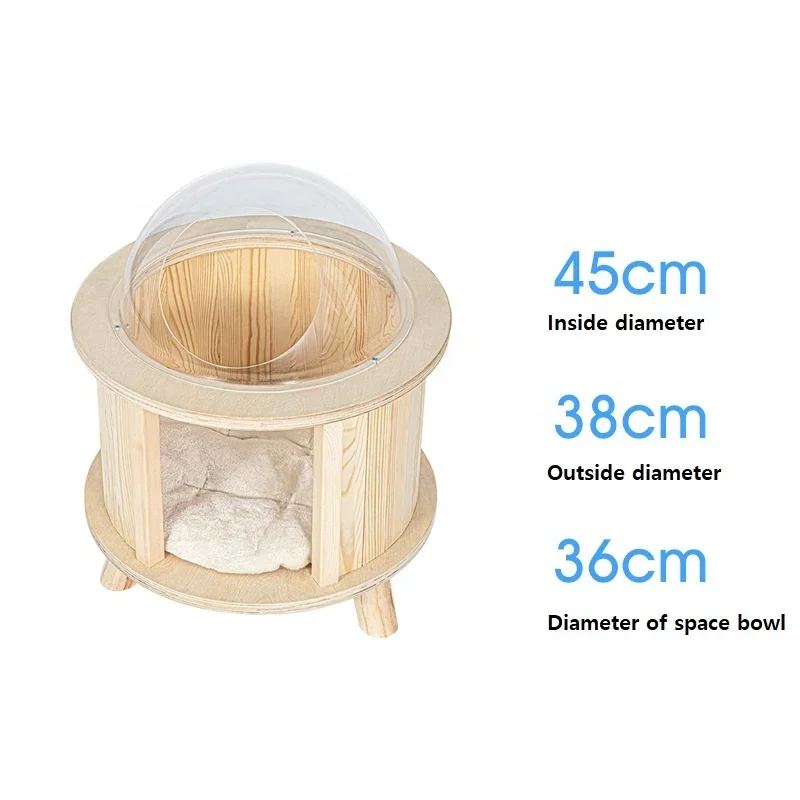 2022 Luxury pet furniture floor capsule solid wood wool jungle gym cat tree one space bowl wooden cat house cat bed