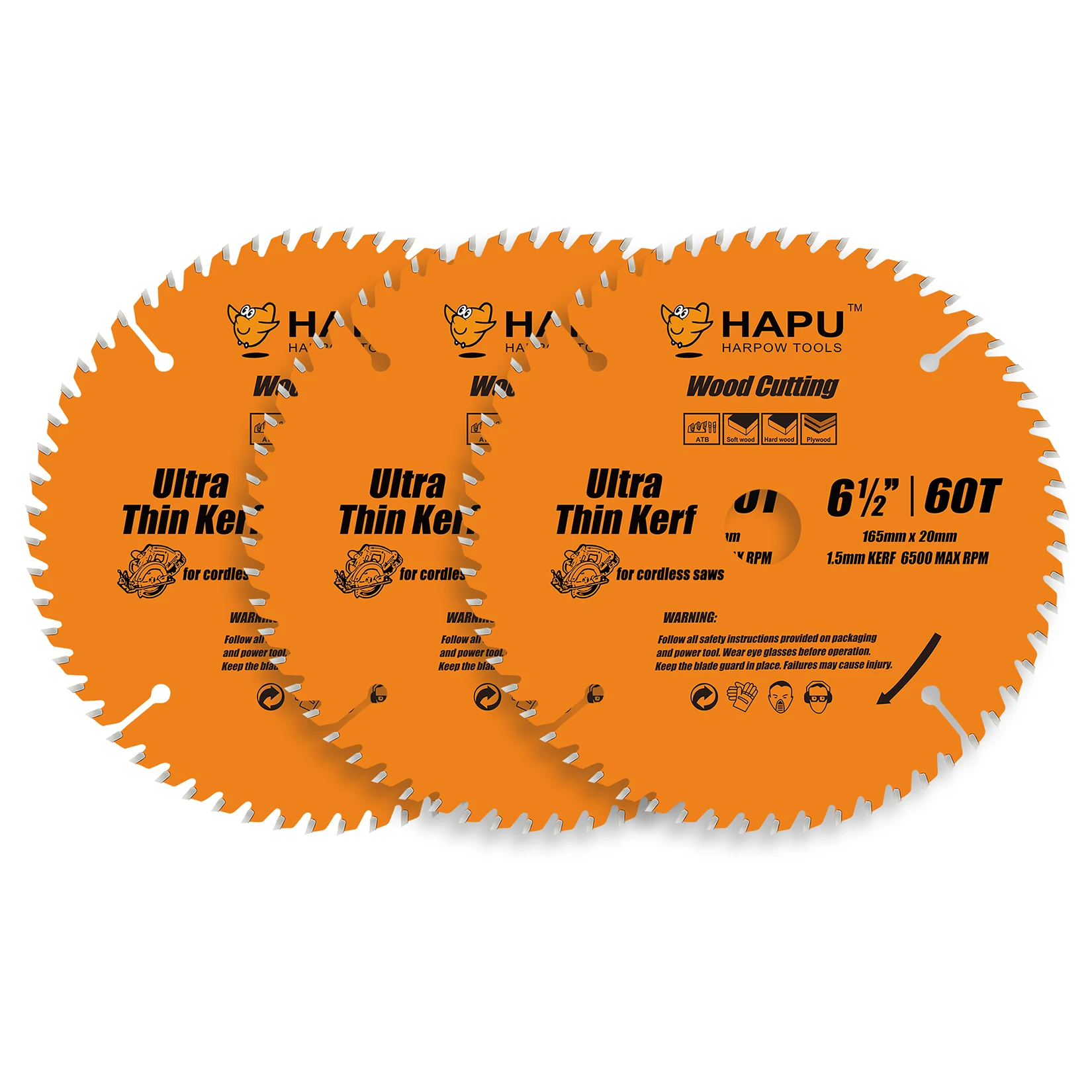 

Диск для циркулярной пилы HAPU 6-1/2 дюйма, 60 зубьев, для резки мягкой и твердой древесины, фанеры, ультратонкий (1,5 мм), специально для аккумуляторных пил