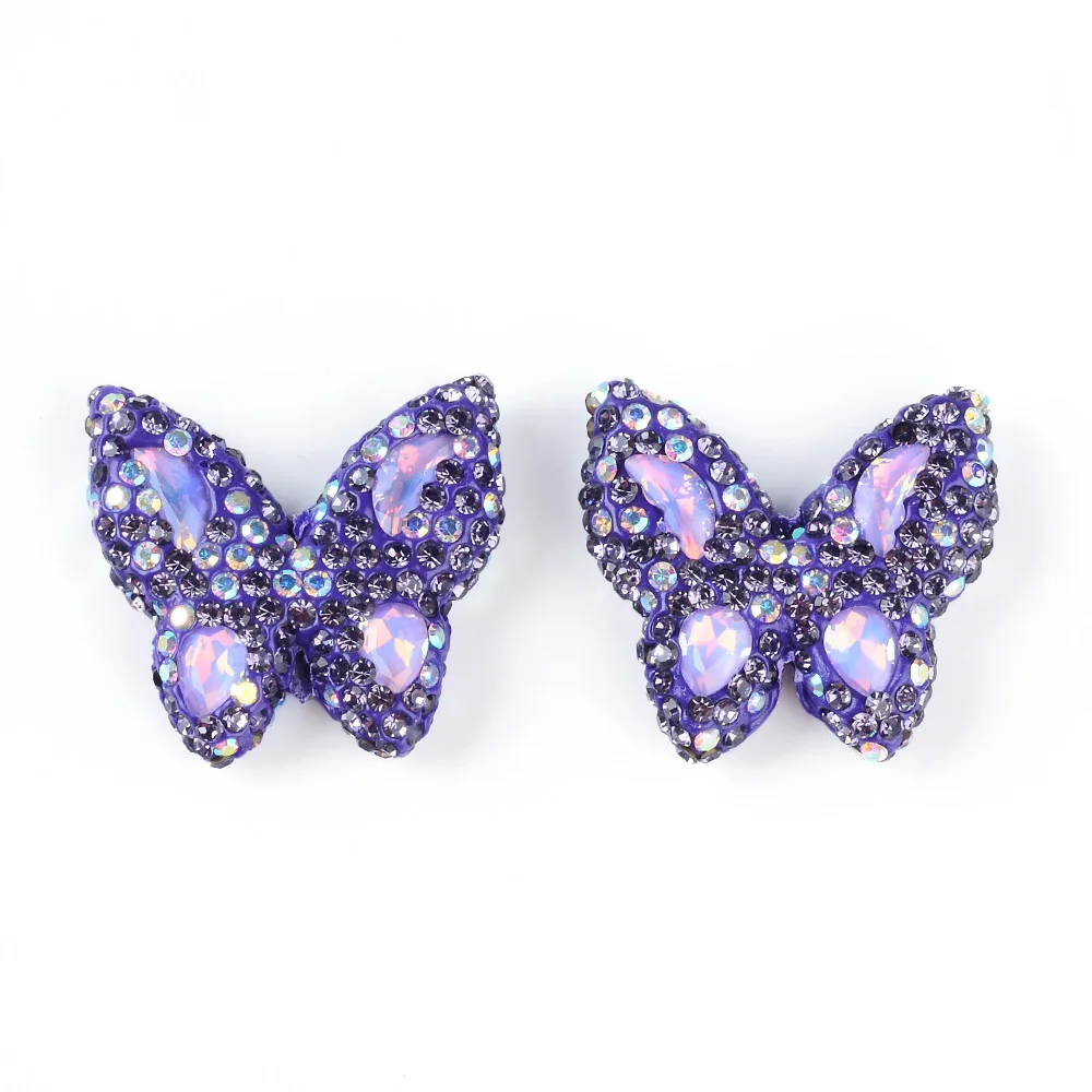 2PCS Handmade Butterfly Round Flower Ball Heart shaped Bead Jewelry Making DIY Mobile Phone Chain Bead Pen Necklace Accessories
