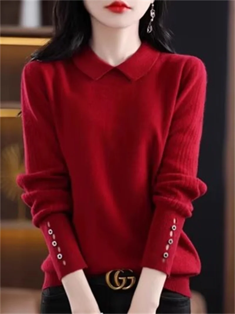 Loose Knit Pullover Sweater Womens POLO Shirt New Fashion Autumn And Winter Slim Slim Explosions Fashion Loose Bottoming Sweater